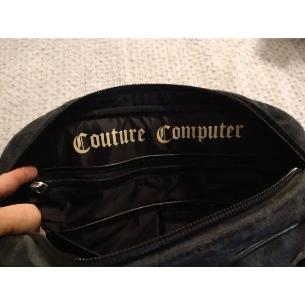 Juicy couture black velour heart laptop computer bag Vintage Y2k
